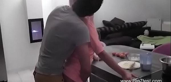  German Teen Nina Seduce to Cheating Fuck by Friend of her Sister at kitchen